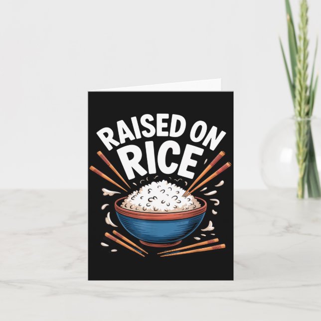 Tarjeta Raised On Rice Food Lover Bowl Design For Fun Casu (Anverso)