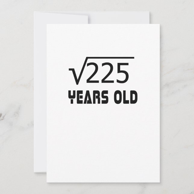 Tarjeta Raíz cuadrada de 225 15 años de edad 15 años (Anverso)