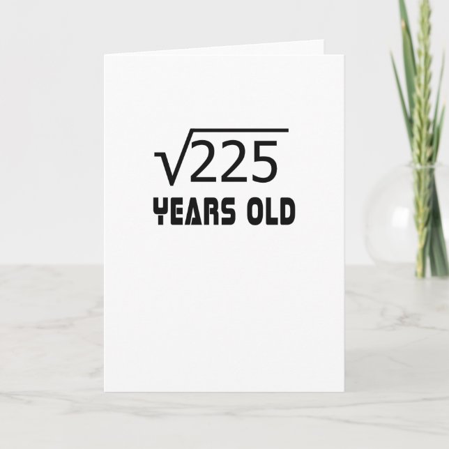 Tarjeta Raíz cuadrada de 225 15 años de edad 15 años (Anverso)