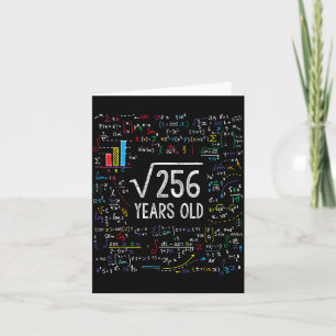 Tarjeta Raíz Cuadrada De 256 Cumpleaños 16 Cumpleaños 16 A