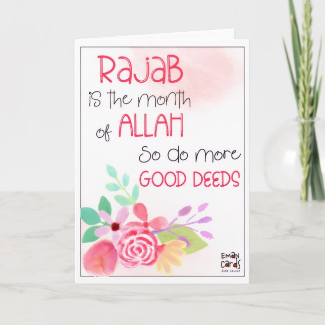 Tarjeta Rajab - Holy Month Blessings -Floral Design (Anverso)