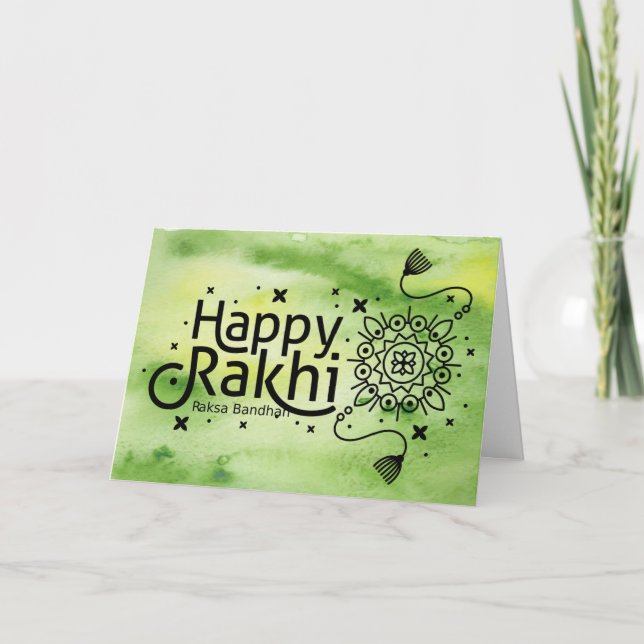 Tarjeta Rakhi feliz, Raksha Bandhan, verde (Anverso)