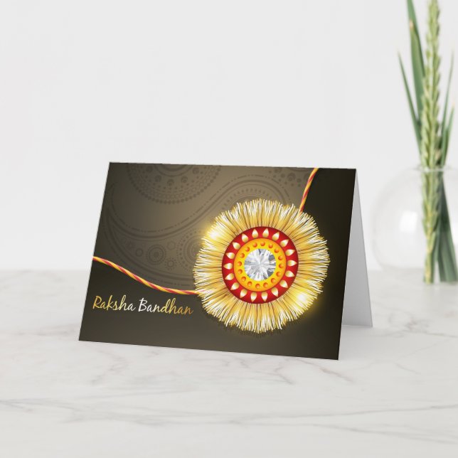 Tarjeta Raksha Bandhan, diamante Rakhi (Anverso)