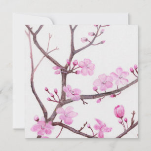 Tarjeta Rama de árbol floreciendo con flores rosadas en pr