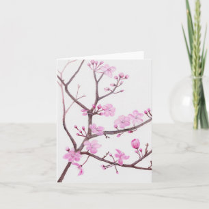 Tarjeta Rama de árbol floreciendo con flores rosadas en pr