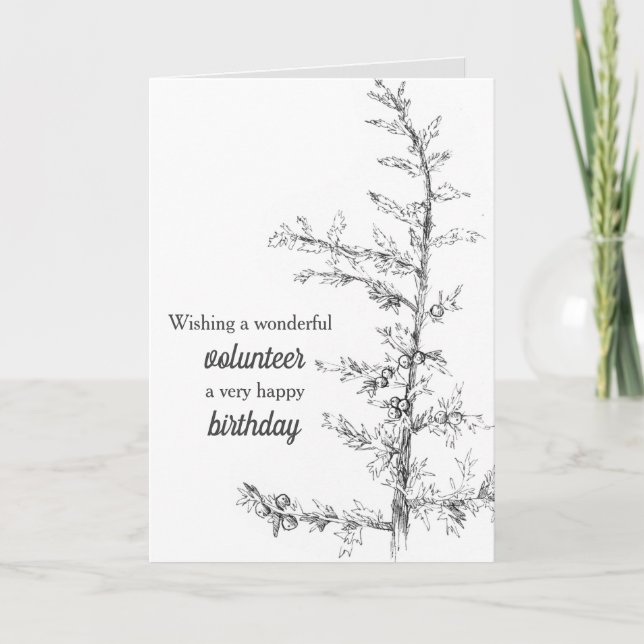 Tarjeta Rama de Juniper Tree de un voluntario de cumpleaño (Anverso)