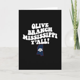 Tarjeta Rama de olivo Mississippi Y'all Ms Vacación sureña
