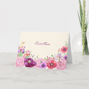 Tarjeta Rama floral de acuarela pájaro naturaleza