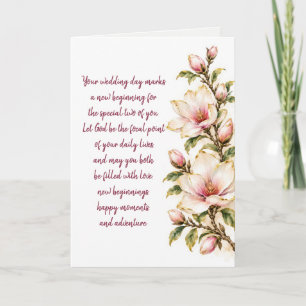 Tarjeta Rama florecida de magnolia en boda