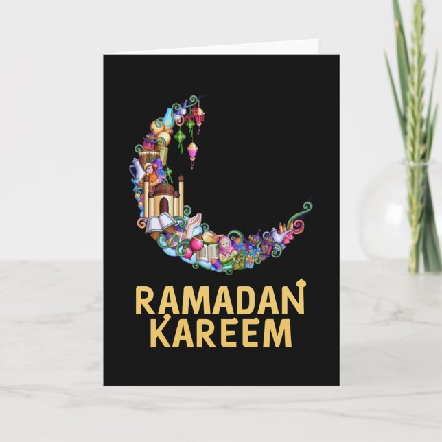 Tarjeta Ramadán Kareem Mubarak Ayuno Luna (Anverso)
