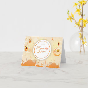 Tarjeta Ramadan Kareem Naranja de vacaciones de oro en la
