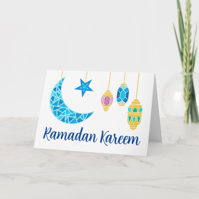 Tarjeta Ramadan Kareem saluda a Fanoos y a la Luna (Anverso)