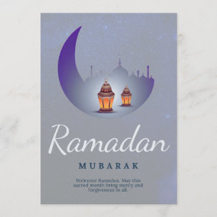 Tarjeta Ramadán Mubarak Arte de la Linterna de la Luna Cre
