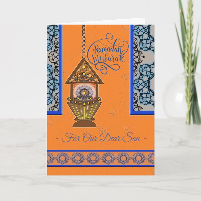 Tarjeta Ramadán Mubarak para Hijo Fanoos Linterna (Anverso)