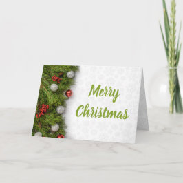 Tarjeta Ramas de pájaros navideños con adornos