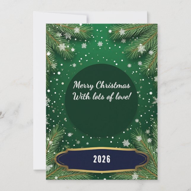 Tarjeta Ramas de Pino Verdes 🎄✨ Invierno Elegante Festivo (Anverso)