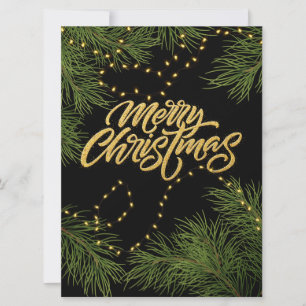 Tarjeta Ramas y luces de Navidad perennes