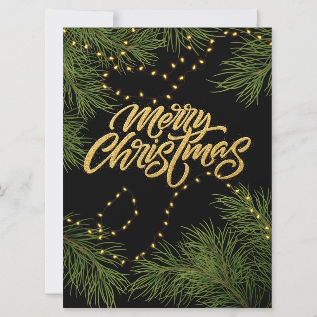 Tarjeta Ramas y luces de Navidad perennes  (Anverso)