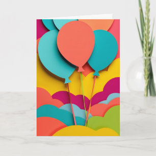 Tarjeta Ramillete de Globos de Papel Vibrantes