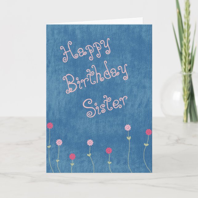 Tarjeta Ramilletes rosados en cumpleaños de la hermana del (Anverso)