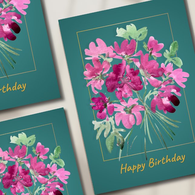 Tarjeta Ramo Boho Rosa | Cumpleaños Floral Acuarela (Subido por el creador)