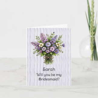 Tarjeta Ramo caprichoso de lavanda Propuesta de dama de ho