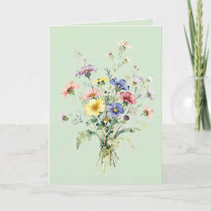 Tarjeta Ramo de Acuarela de Flores Silvestres
