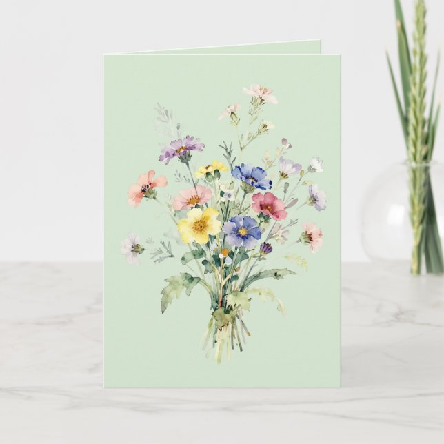 Tarjeta Ramo de Acuarela de Flores Silvestres  (Anverso)
