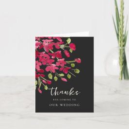 Tarjeta Ramo de acuarela roja elegante agradecimiento boda