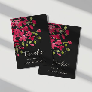 Tarjeta Ramo de acuarela roja elegante agradecimiento boda