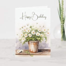 Tarjeta Ramo de cumpleaños de margaritas en acuarela