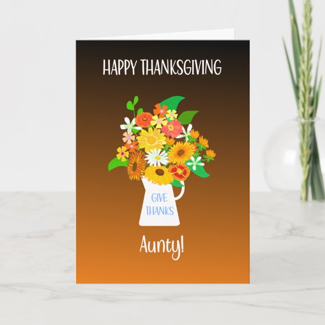 Tarjeta Ramo de flores de Acción de Gracias para la tía (Anverso)