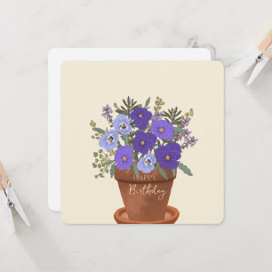 Tarjeta Ramo de Flores de Cumpleaños de Febrero Violetas M