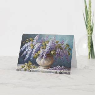 Tarjeta Ramo de flores de glicina en un jarrón