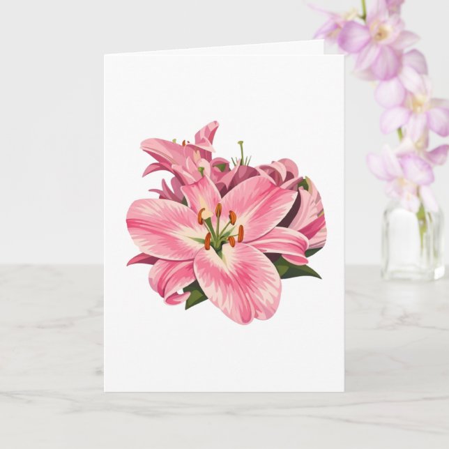 Tarjeta Ramo de flores de lirio rosa (Orquídea)