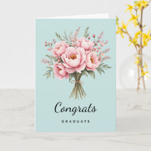 Tarjeta Ramo de flores de peonía rosa bonita graduación