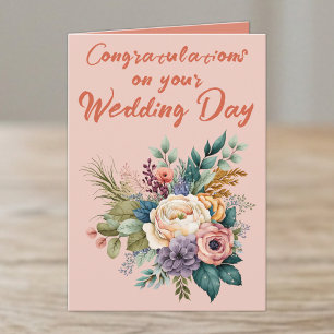 Tarjeta Ramo de flores Felicitaciones de boda naranja