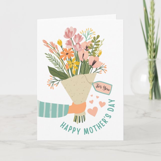 Tarjeta Ramo de flores Feliz Día de la Madre (Anverso)