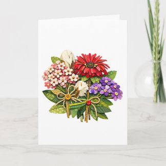 Tarjeta Ramo de flores hechas a mano en medios mixtos