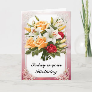 Tarjeta Ramo de flores mixtas Cumpleaños