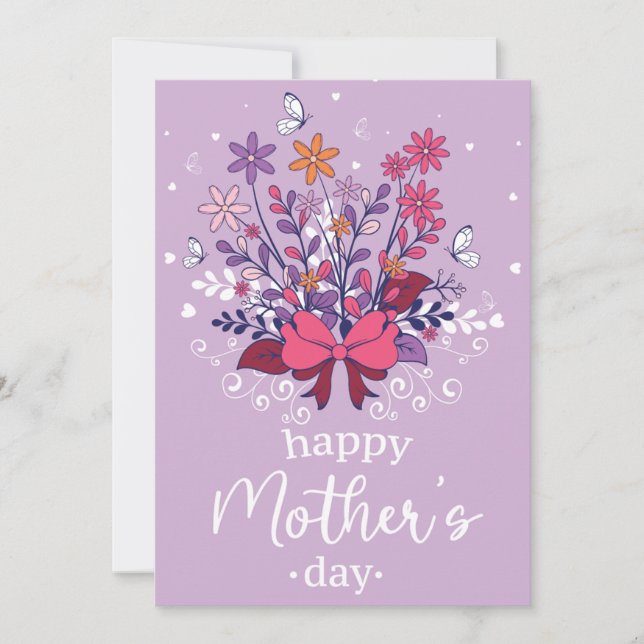 Tarjeta Ramo de flores pastel dibujado a mano Feliz Día de (Anverso)