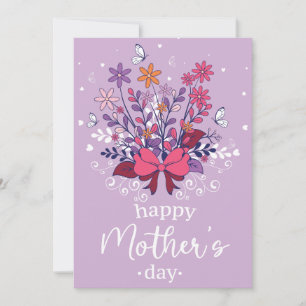Tarjeta Ramo de flores pastel dibujado a mano Feliz Día de