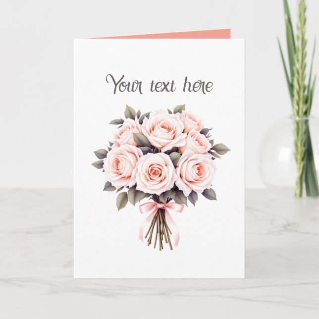 Tarjeta Ramo de flores rosas elegante personalizable (Anverso)
