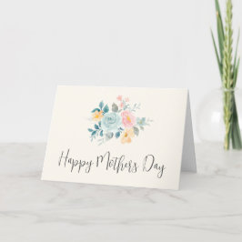 Tarjeta Ramo de flores rosas y azules elegantes para el Dí