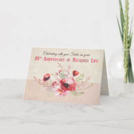Tarjeta Ramo de flores rosas y rojas del 40º aniversario d