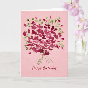 Tarjeta Ramo de flores silvestres rosadas en acuarela Cump