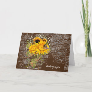 Tarjeta ramo de girasol mariposa pensando en ti