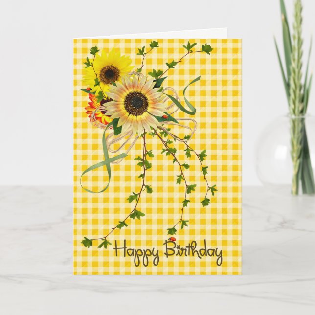 Tarjeta ramo de girasol para cumpleaños (Anverso)