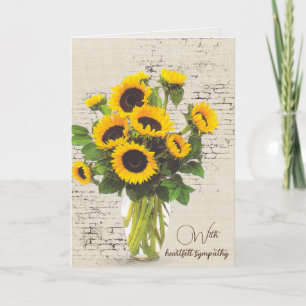 Tarjeta Ramo de girasoles de simpatía sobre ladrillo