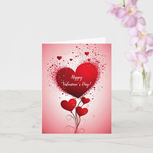 Tarjeta Ramo de globos de corazones rojos (Orquídea)